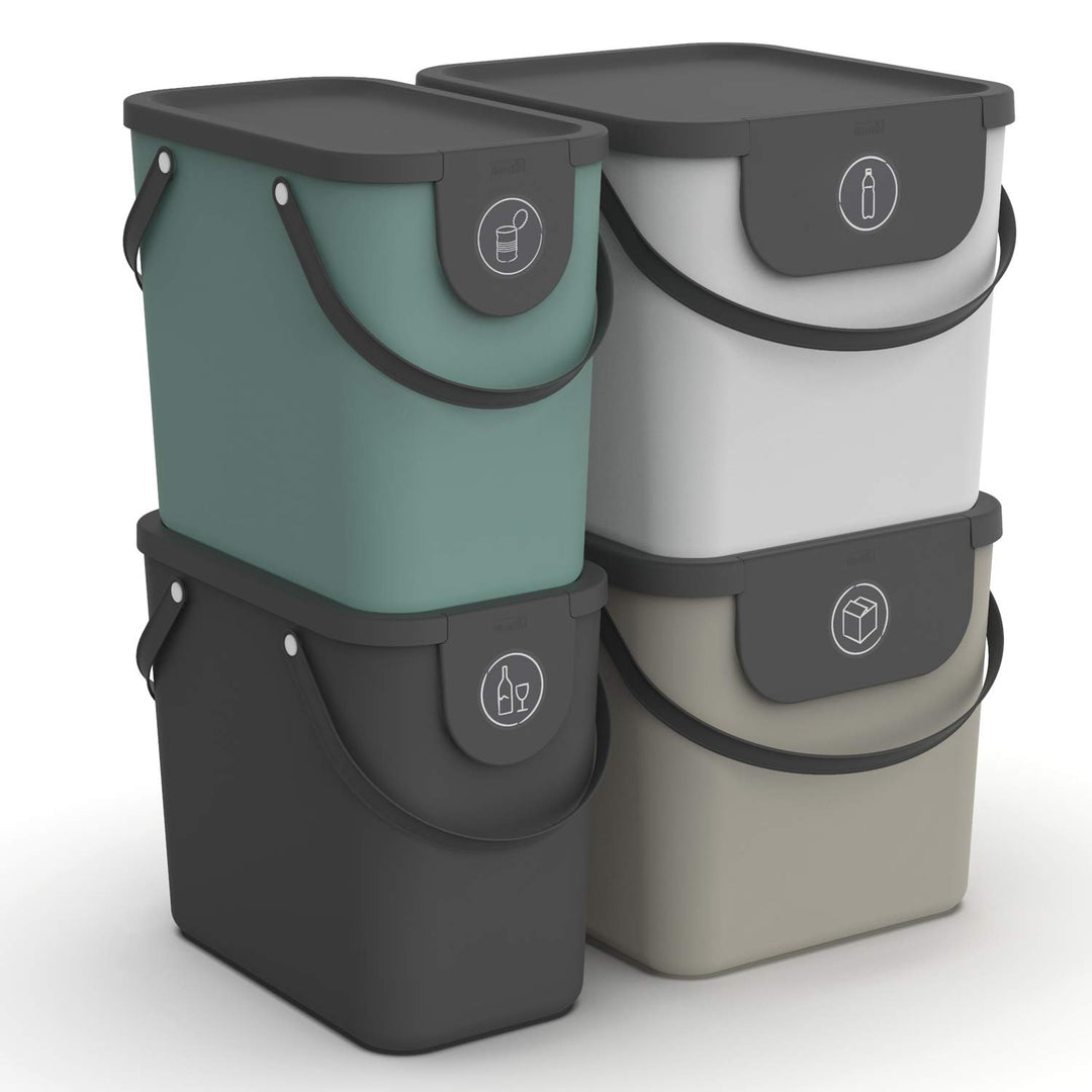 Rotho Albula 4er-Set Mültrennungssystem 2x25l + 2x40l für die Küche, Kunststoff (PP) BPA-frei, mehrf