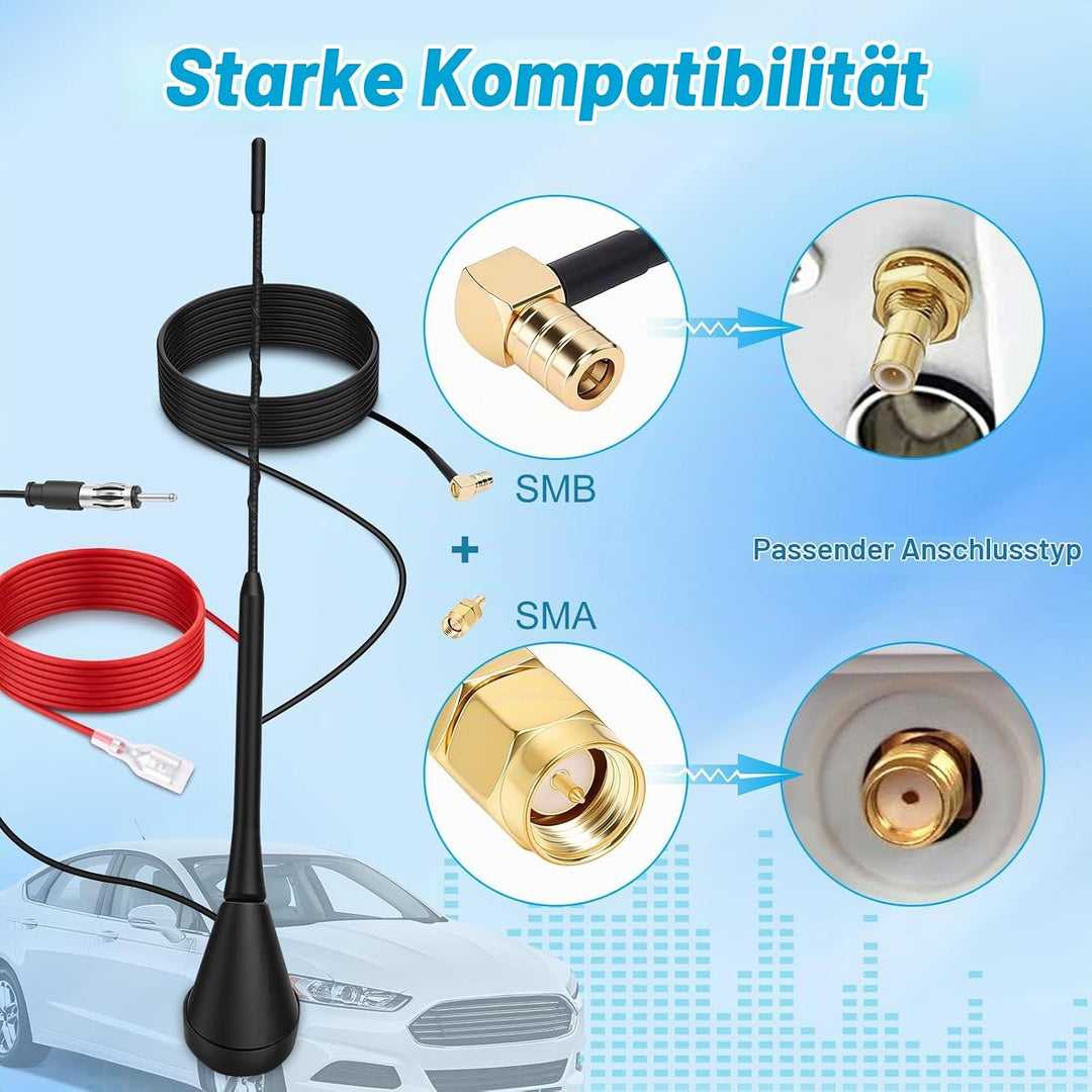 DAB Antenne Auto, DAB+ Autoantenne FM/AM Dachantenne Digital Radioantenne mit Verstärker, Autoradio