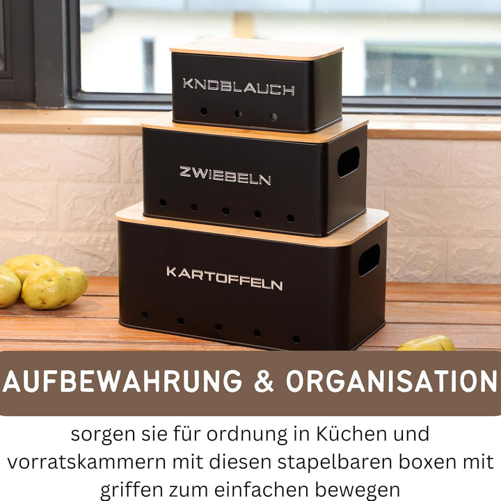 kartoffel aufbewahrungsbox - Set 3 aufbewahrung kartoffeln zwiebeln knoblauch - gemüse aufbewahrung