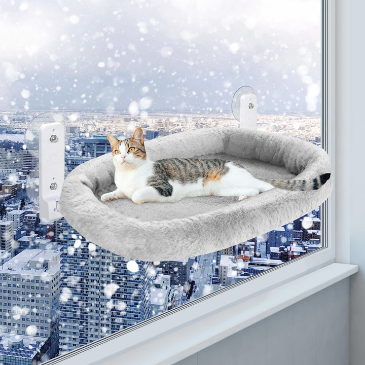 Casgee Fensterliege für Katzen 60×30cm, Katzen Hängematte mit Stabilen Saugnäpfen, Klappbare Katzenb