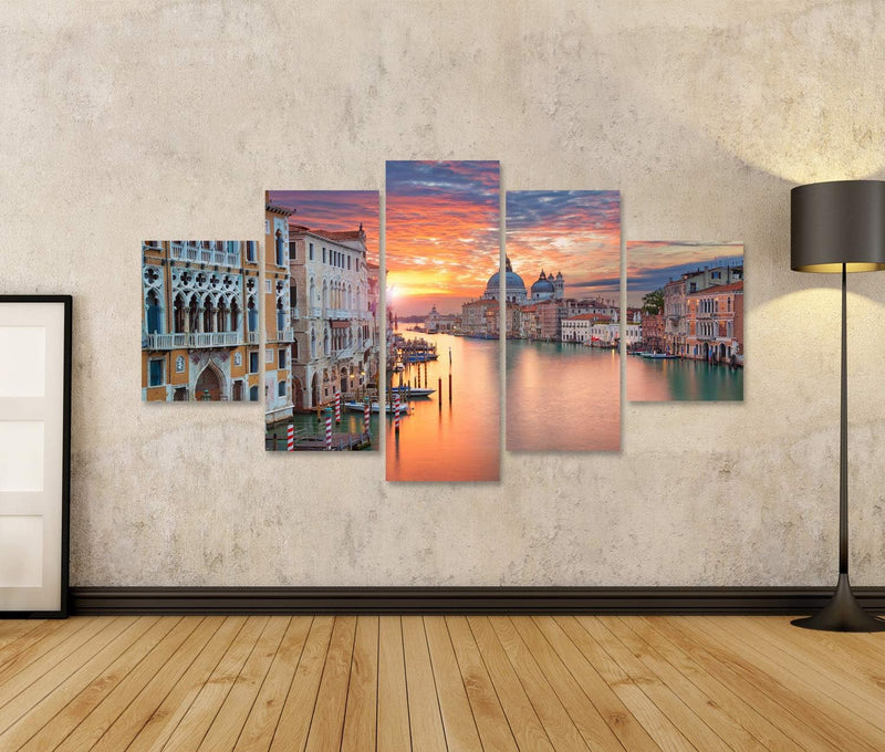 Bild auf Leinwand Venedig im Sonnenlicht Canale Grand Gondoliere Wandbild Poster Kunstdruck Bilder F