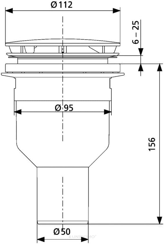 SANIT Duschablauf 823/90S (Abgang ø 50 mm senkrecht, mit verchromter Abdeckplatte, Flachdichtung, fü