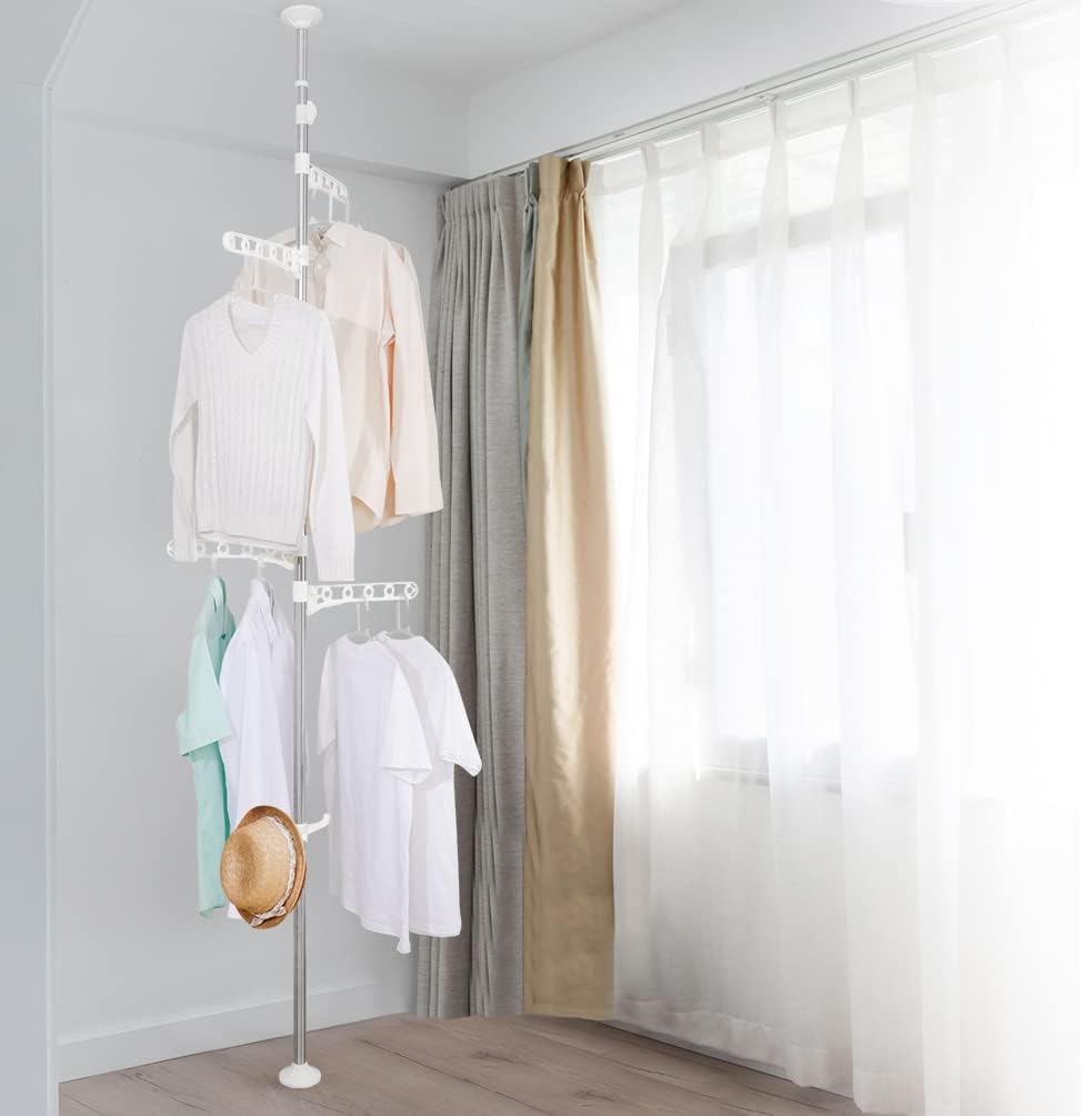 BAOYOUNI Teleskop kleiderständer Garderobenständer Kleiderstange aus Metall vom Boden bis zur Decke