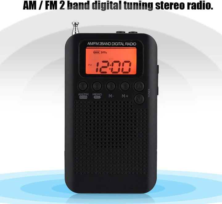 Tragbares Digitales AM FM Radio 2 Band Stereo Taschenradio mit ICD-Bildschirm, Kopfhörer