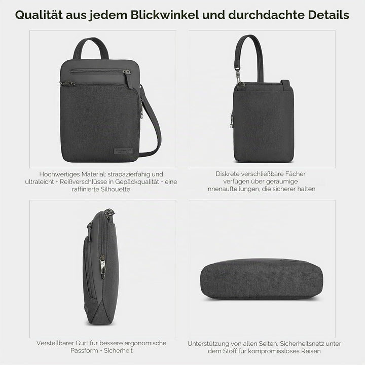 Travelon Unisex Diebstahlschutz Metro Small Crossbody Umhängetasche 9.75 x 10.75 x 2 Grau, 9.75 x 10