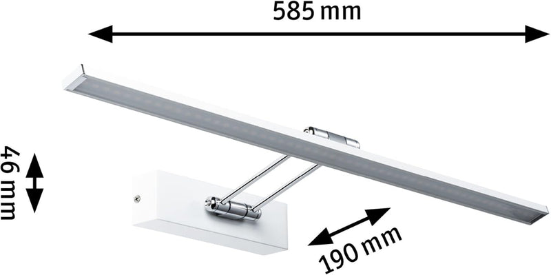 Paulmann 99893 LED Bilderleuchte Galeria Beam Sixty Galeriebeleuchtung 11W Aufsatzlampe Weiss Wandst