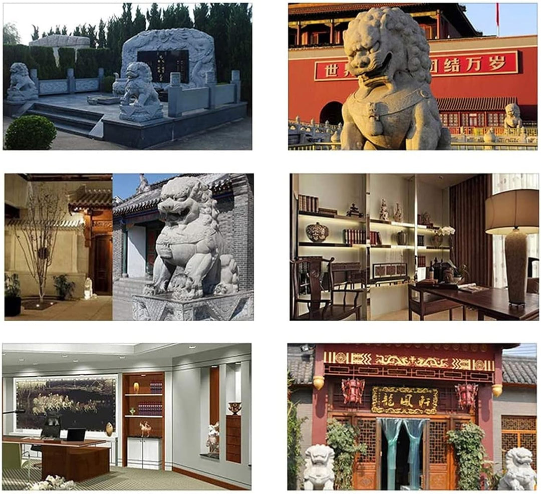FOO Dogs Löwenstatue aus Stein,Feng Shui Schutzlöwe für Haustür, Garten & Aussendekoration, Asiatisc