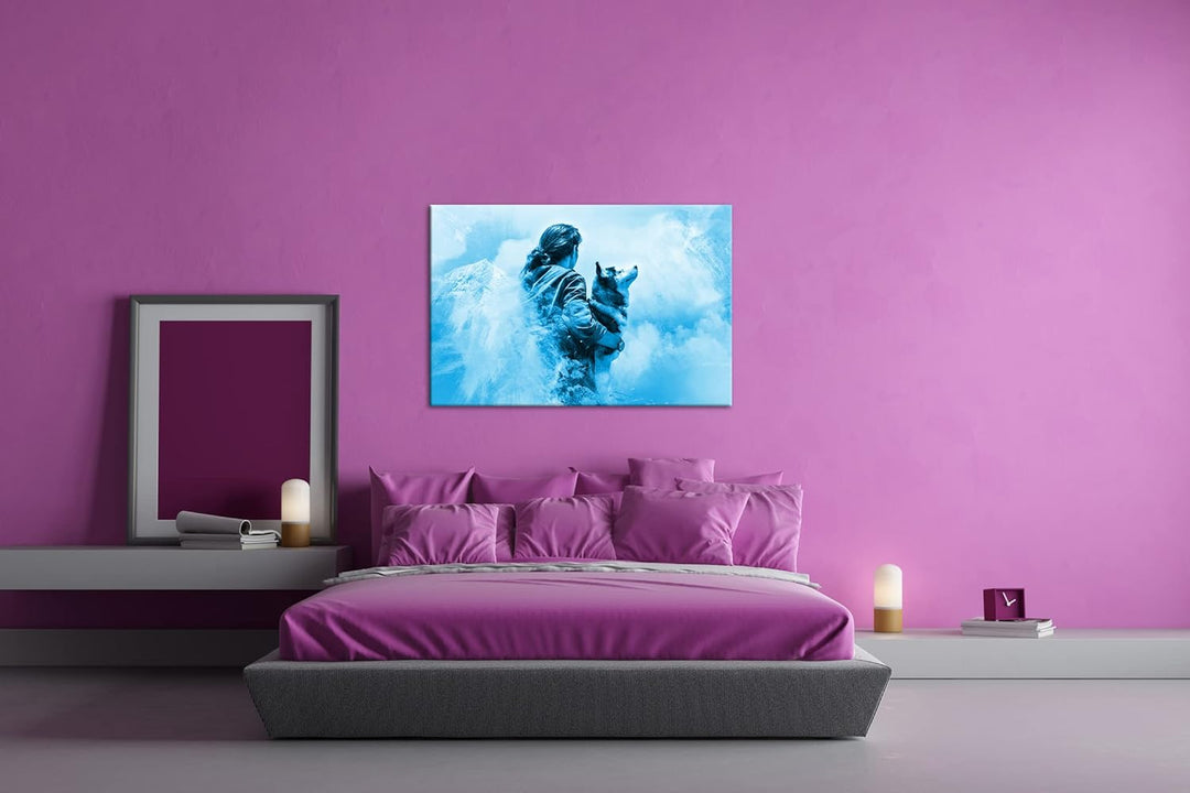 deyoli edler Husky Format: 80x60 Effekt: Monocrome Blau als Leinwand, Motiv fertig gerahmt auf Echth