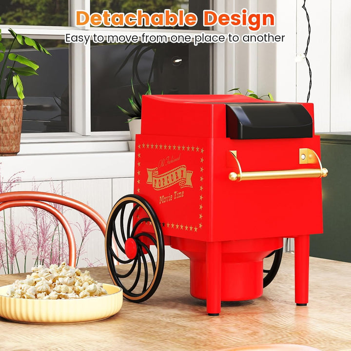 LIFEZEAL Retro Popcornmaschine 1200W, Heissluft Popcorn Maker ohne Öl, Popcornautomat mit Messbecher