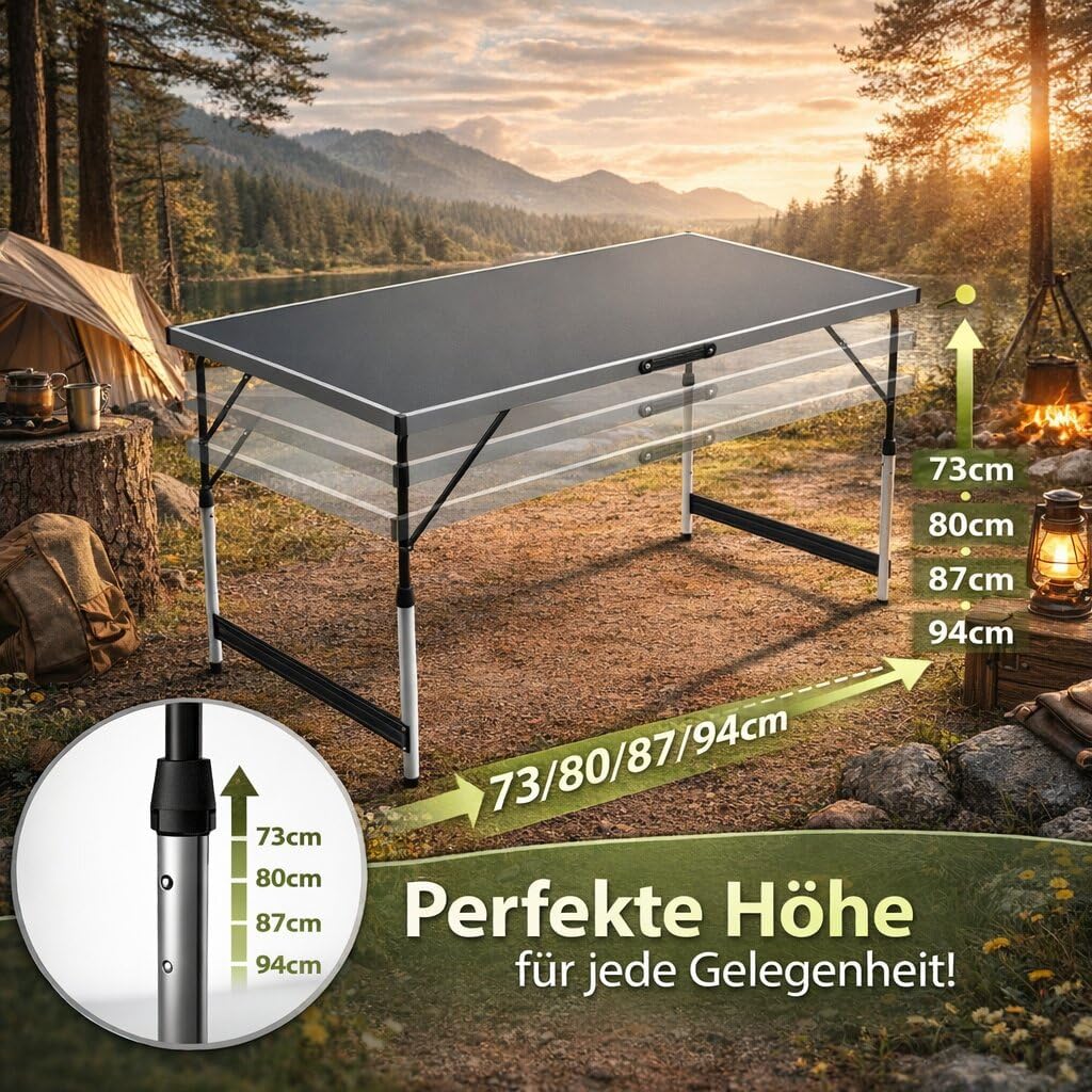 Stabiler Multifunktionstisch 100x60 cm höhenverstellbar klappbar – Campingtisch, Tapeziertisch, Klap