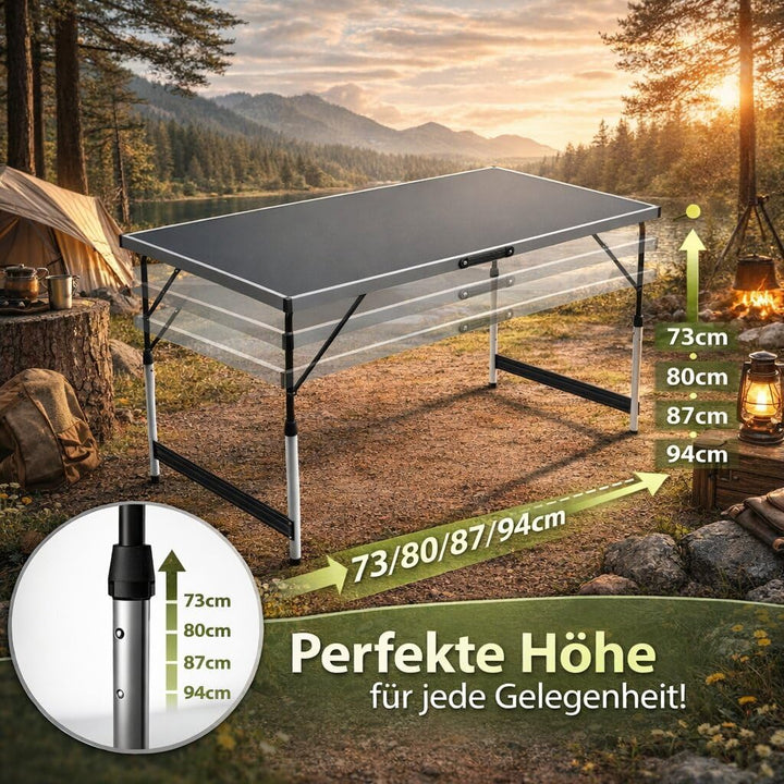 Stabiler Multifunktionstisch 100x60 cm höhenverstellbar klappbar – Campingtisch, Tapeziertisch, Klap