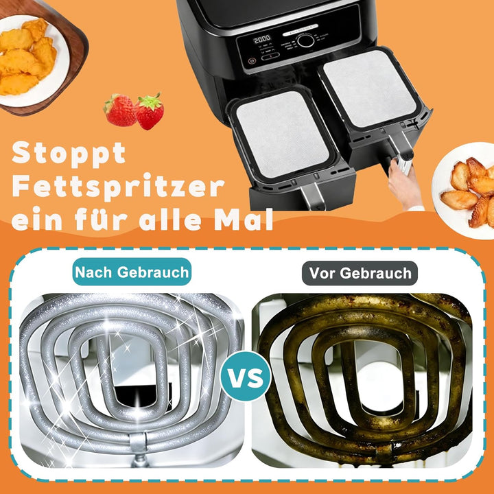 Edelstahl Spritzschutz für Ninja Foodi Max Dual Zone HeissLuftfritteuse AF400EU & AF451EU, 2 Stück M