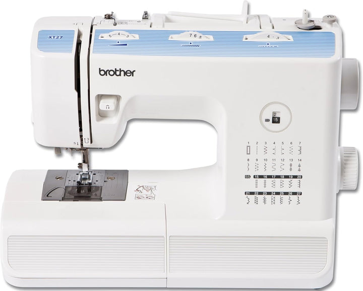 Brother XT27 Nähmaschine mit 27 Nähprogramme, Freiarm Nähmaschinen 48,0 x 25,8 x 37,5 cm Weiss / Bla
