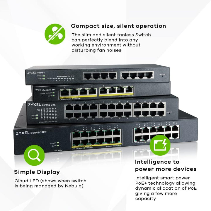 Zyxel 24-Port Gigabit Cloud-Based Switch | 24-Port GbE Smart hybrid Mode Switch | Standalone or Nebu