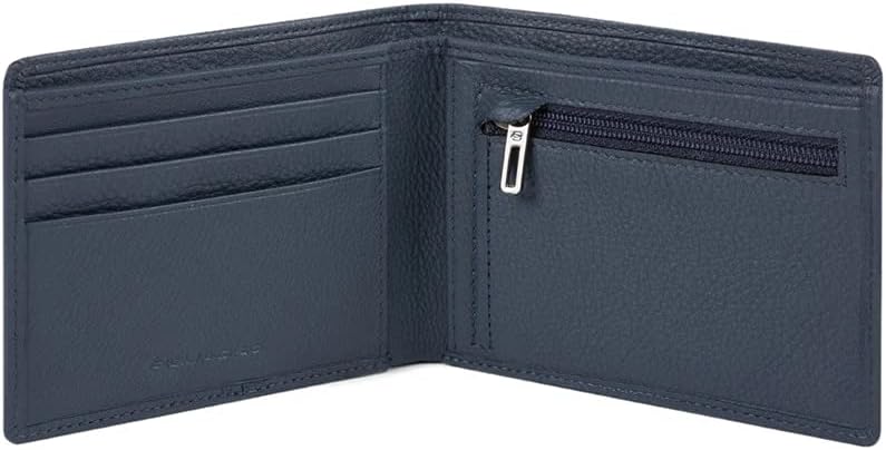PIQUADRO Akron Herren Leder Geldbörse mit Münzfach, Schwarz, 12X9,5X1,5, Zeitgenössisch, Schwarz