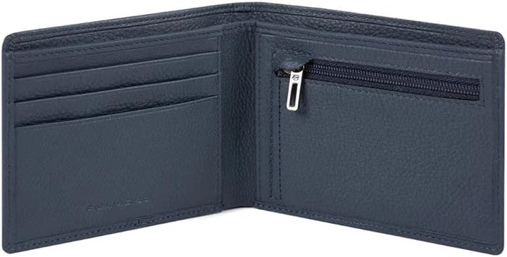 PIQUADRO Akron Herren Leder Geldbörse mit Münzfach, Schwarz, 12X9,5X1,5, Zeitgenössisch, Schwarz