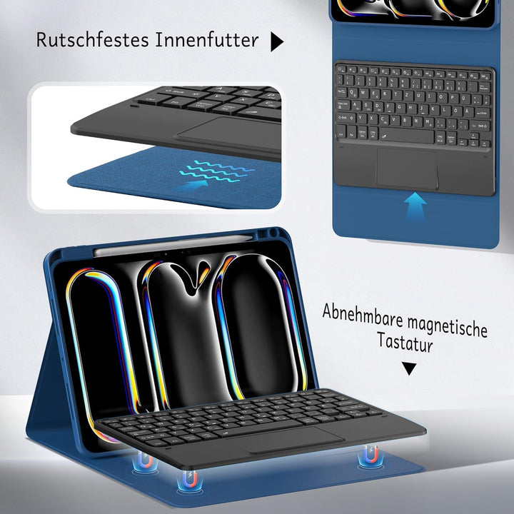 CACOE Hülle Tastatur Kompatibel mit iPad Pro 11 M5/M4 2025/2024 Hülle mit Touchpad, 7-Farbige Beleuc