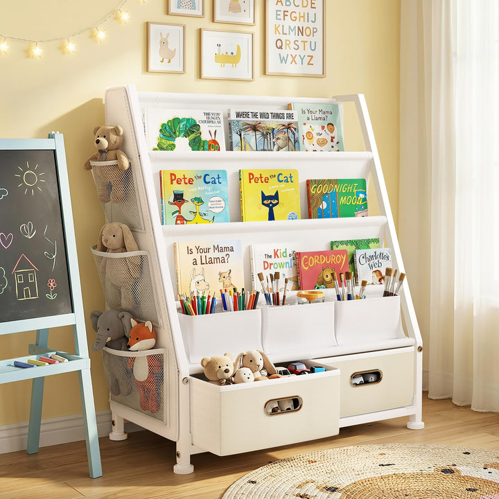 Kinderregal Kinderzimmer Weiss Offenen Aufbewahrungsregal: Kinder Bücherregal mit 3 Fächern für Büch