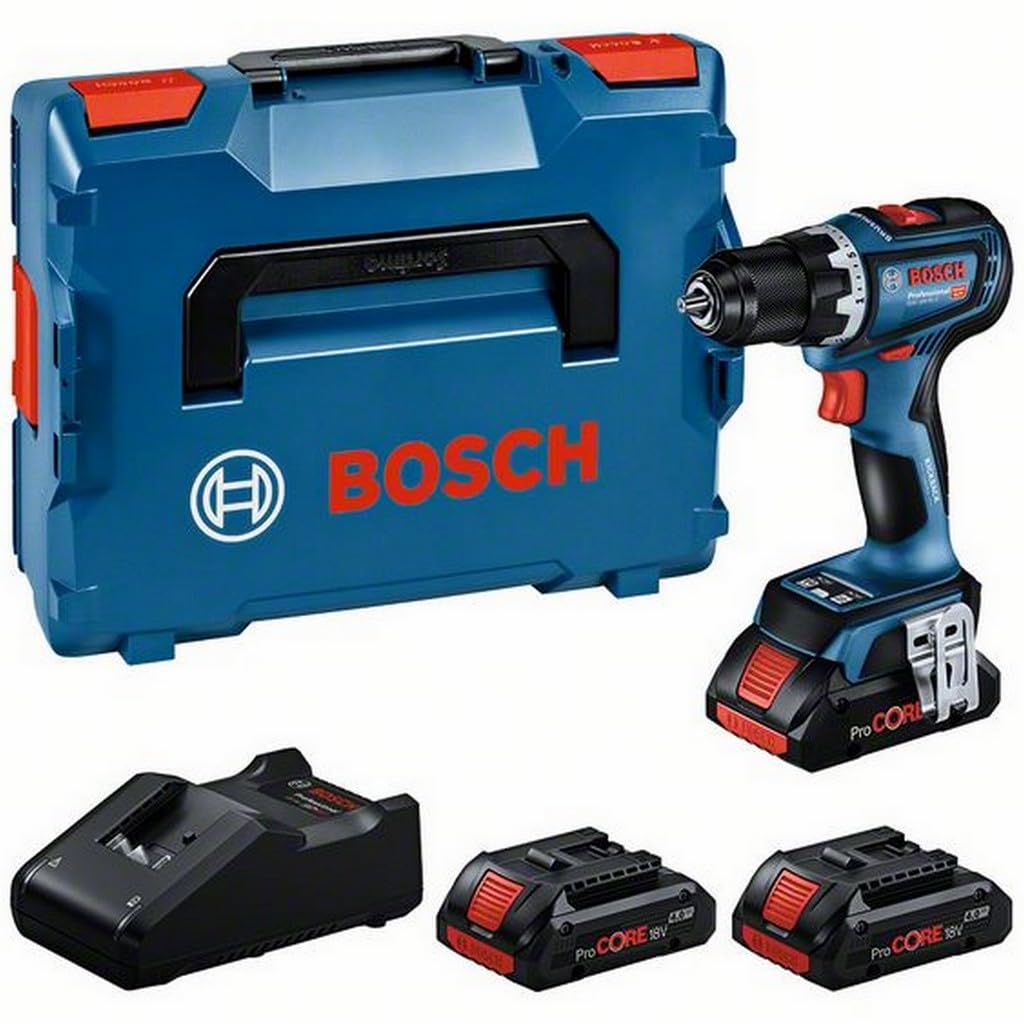 Bosch Professional 18V System Akku Bohrschrauber GSR 18V-90 (inkl. 3x ProCORE 4.0-Ah-Akku, Schnellla