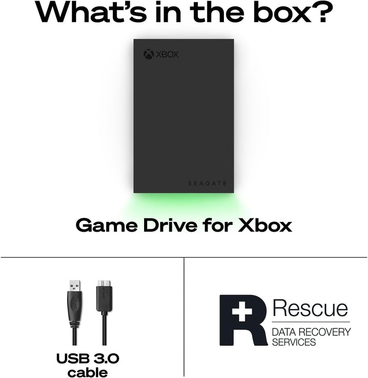 Seagate Game Drive Xbox 2TB tragbare externe Festplatte 2.5 Zoll, USB 3.0, Xbox,schwarz, 2 Jahre Res