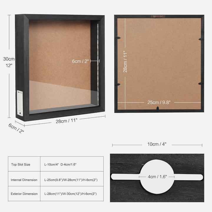 LED Schatten Box Rahmen 28cm x 30cm Wein Korken Halter Vitrine Wand montiert und Tischplatte Holz Me