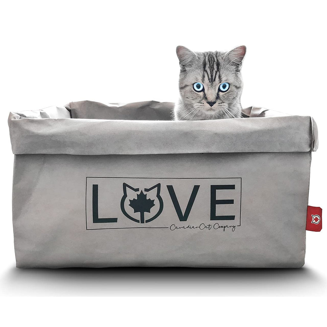 CanadianCat Company | Katzenbett 45 x 35 x 35 cm - Kuschelbett, Bettchen für alle Katzen die Pappe u