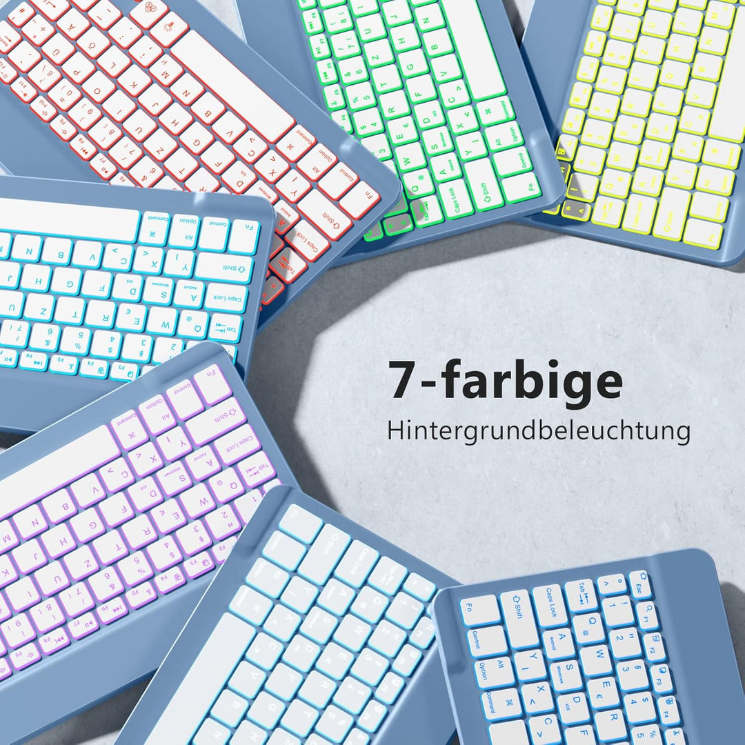 Vobafe Bluetooth Tastatur mit Telefonhalter für iOS/Android/Windows, Kabellose Tablet Tastatur für i