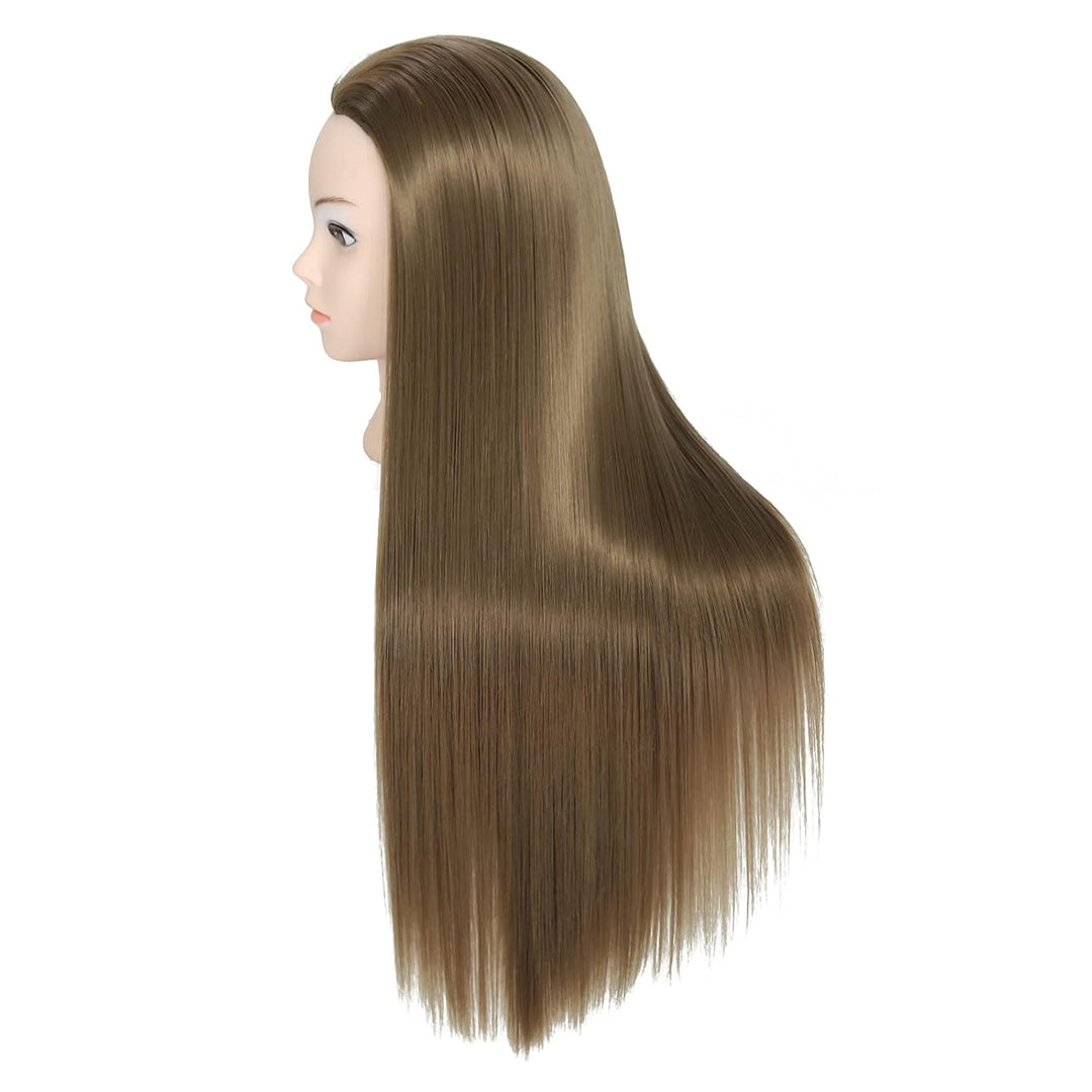 Trainingskopf für Frisöre, 68,5 cm, Mannequin zum frisieren, mit synthetischem Haar und Tischklemme