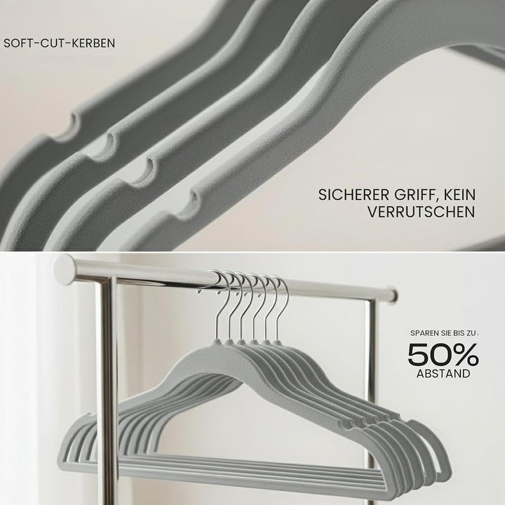 Utopia Home Premium Samt Kleiderbügel 50er Pack - rutschfeste & langlebige Kleiderbügel - Grau Kleid