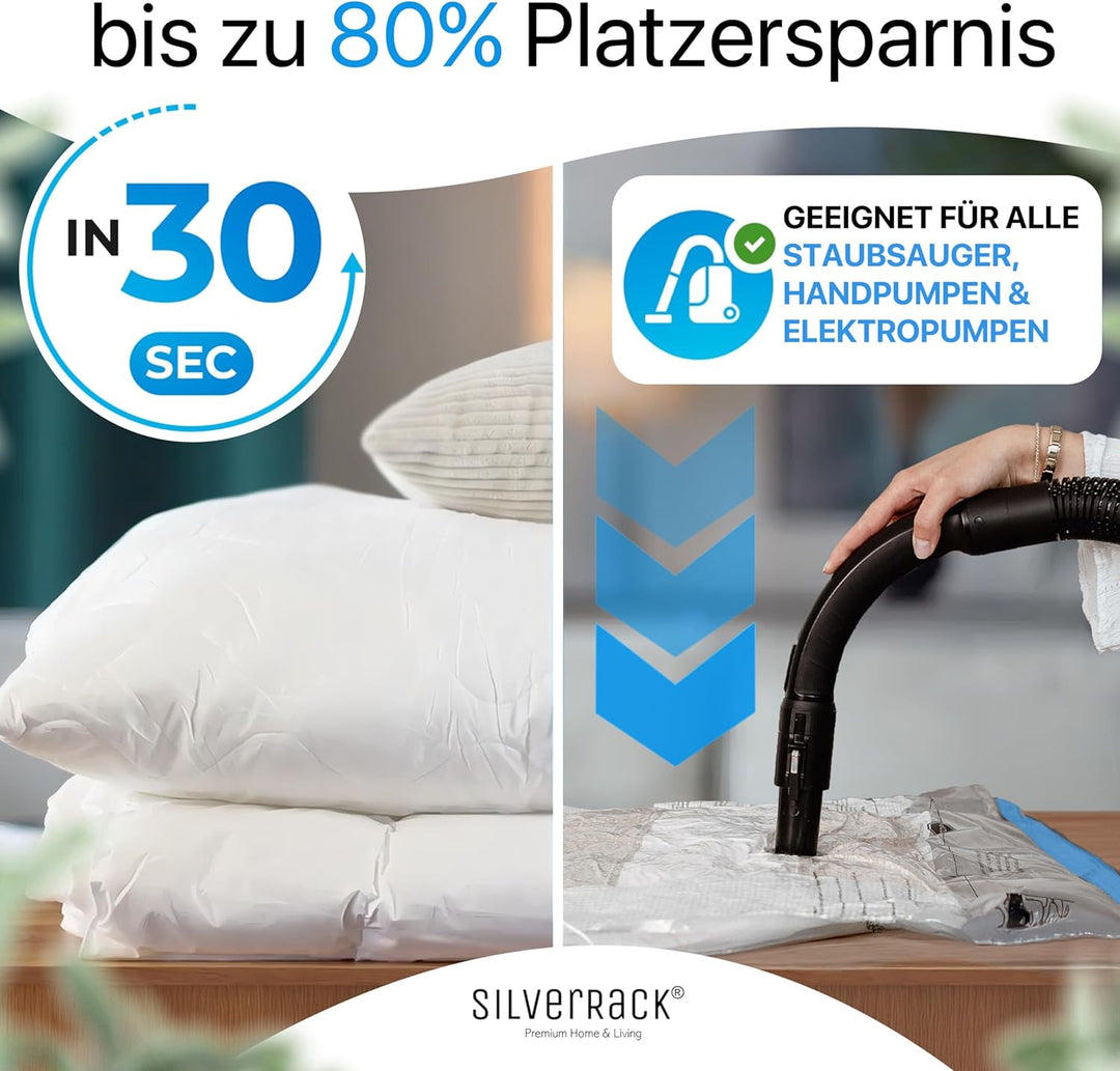 Vakuumbeutel für Bettdecken XXL [6 Stück] (90x130 cm) - INKL. ETIKETTEN - Jumbo Vakuumtüten für Klei