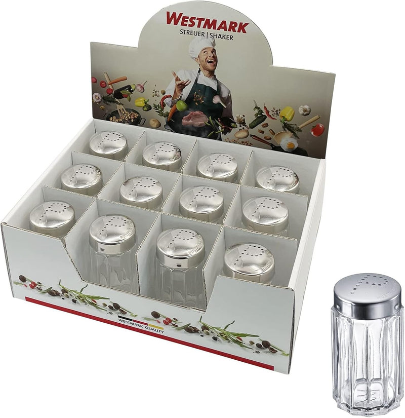 Westmark Pfefferstreuer-Display, Inhalt: 12 Streuer, Fassungsvermögen: je 50 ml, Glas/Rostfreier Ede