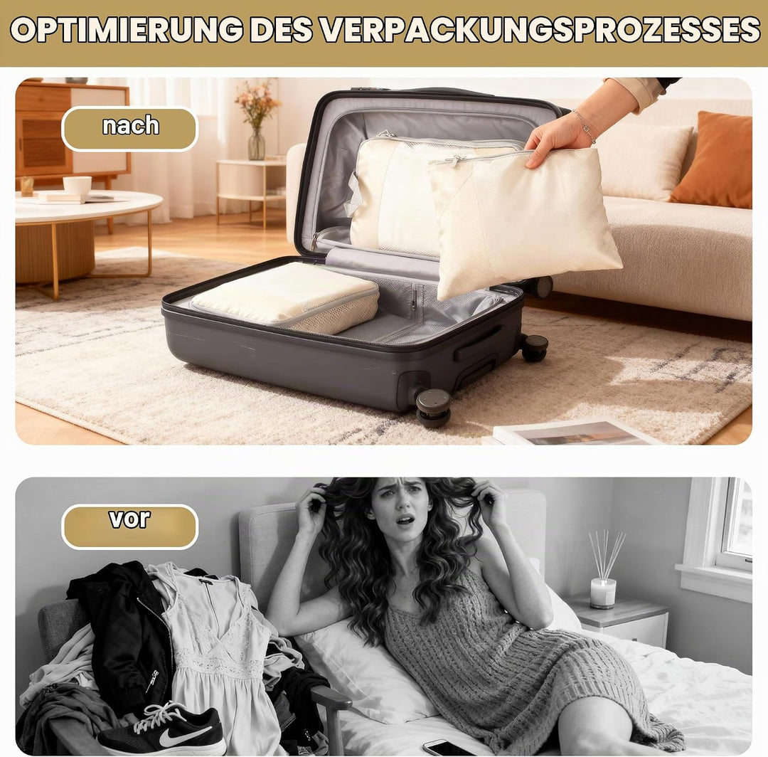 8 Stück Koffer Organizer Set,Multifunktionale Packing Cubes, Doppelreissverschluss-Design Wasserdich