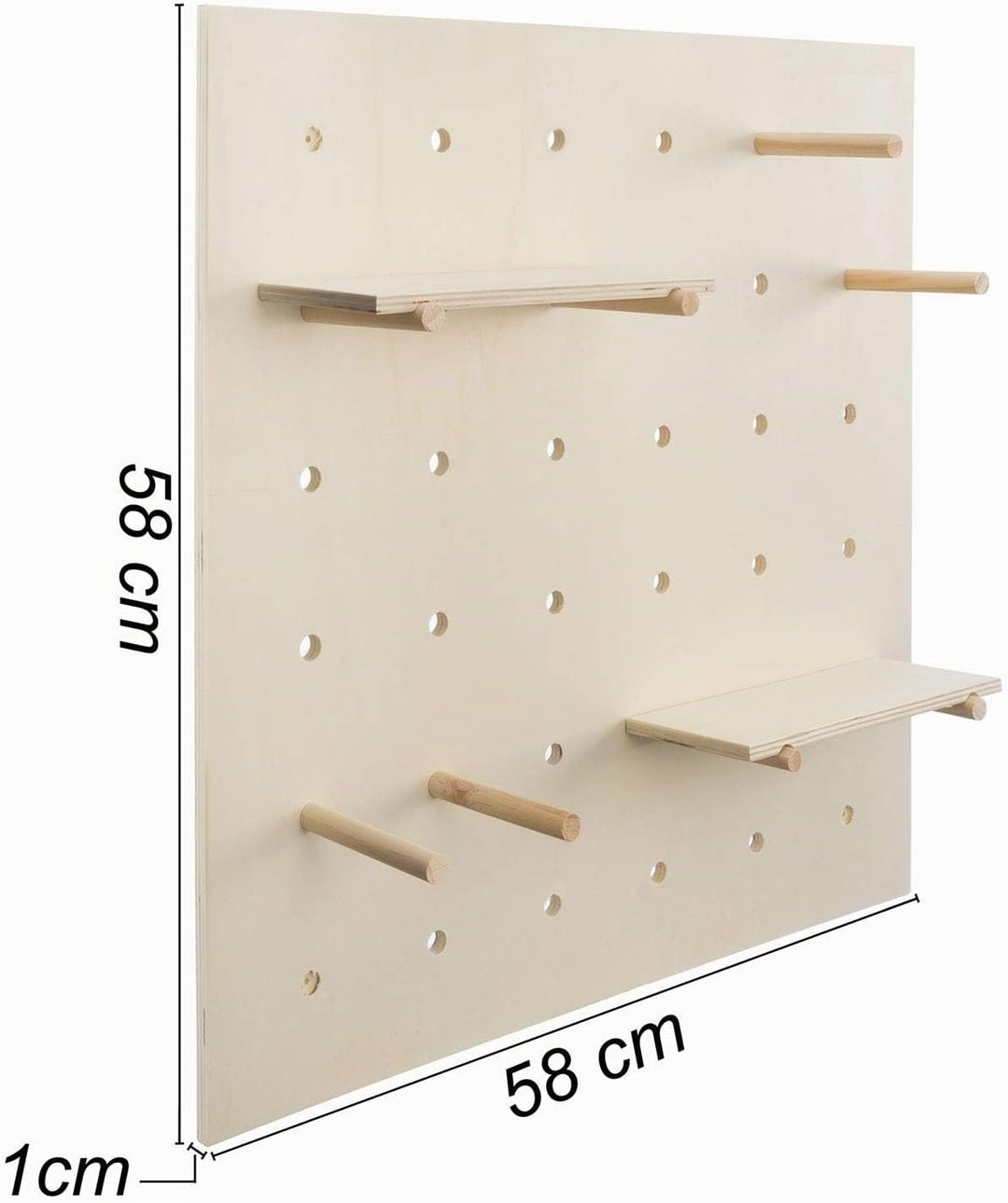 Pegboard Wandregal aus Holz Kreatives Stecktafel Ordnungssystem inkl. Zubehör Werkzeugwand 58 x 58 c
