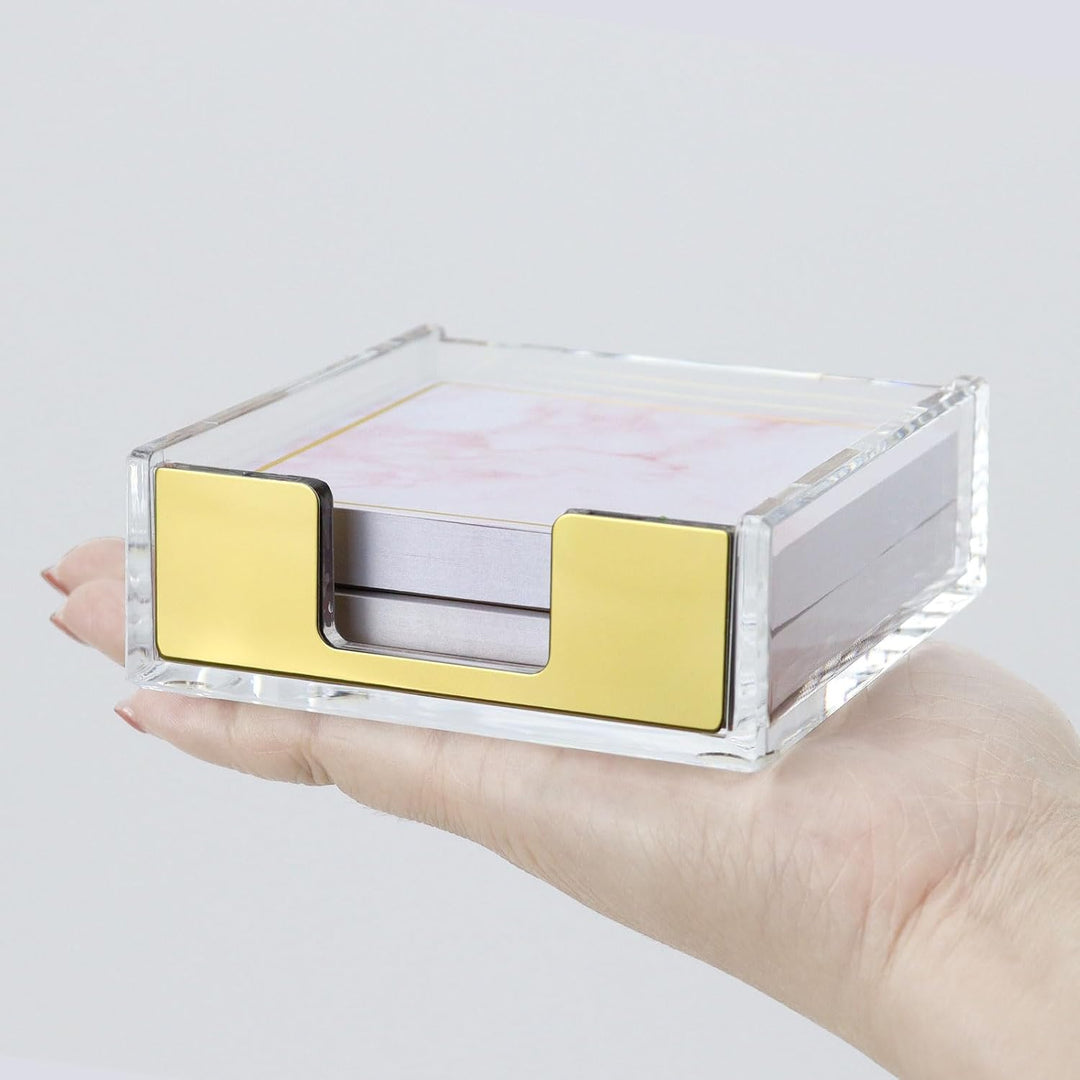 MultiBey Haftnotizen, Notizblock-Halter, Spender, Roségold, mit transparentem Schreibtischzubehör, O