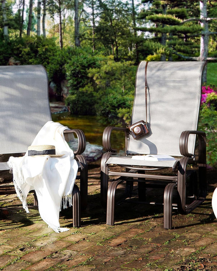 Moderner Garten-Schaukelstuhl braun aus Aluminium Polyester Bespannung Borgio