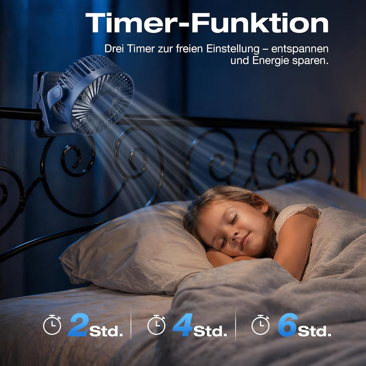 USB Ventilator 12000mAh Akku Tischventilator mit Fernbedienung & Magnetfuss, 3 Stufen, LED Licht, Ti
