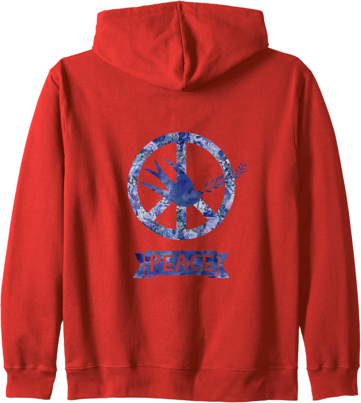 Friedenstaube und Friedenssymbol florales Design Kapuzenjacke