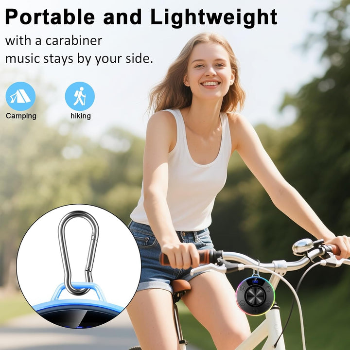 Wasserdichter Bluetooth Duschlautsprecher mit Zeitanzeige, IPX7 Waterproof Shower Speaker, Starker B