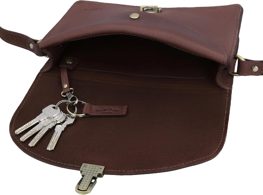 Gusti Handtasche Leder - Zoey Damen Umhängetasche Ledertasche Leder Rot, Rot