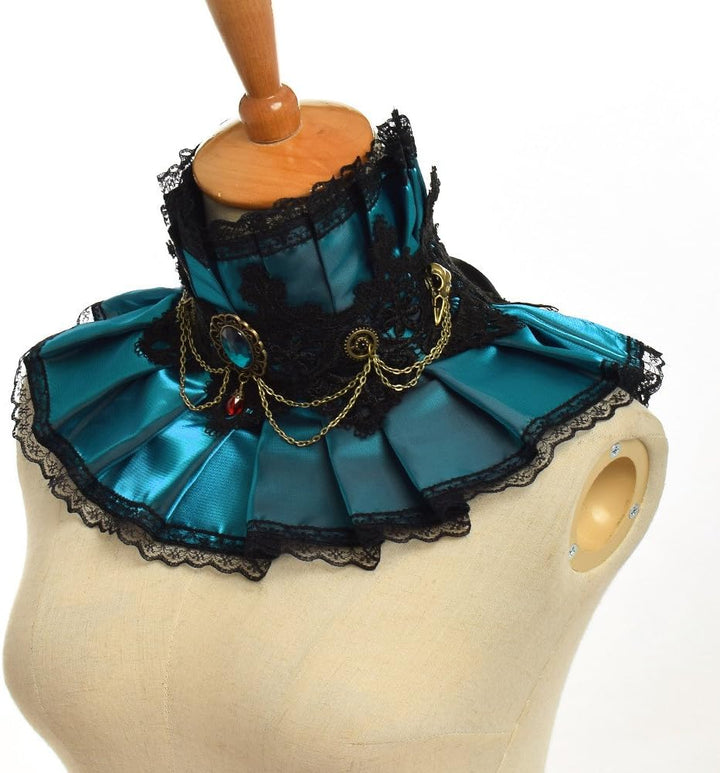 GRACEART Viktorianisch Hoch Hals Halskrause Halsband Krause Miniatur Halsband Blau, Blau