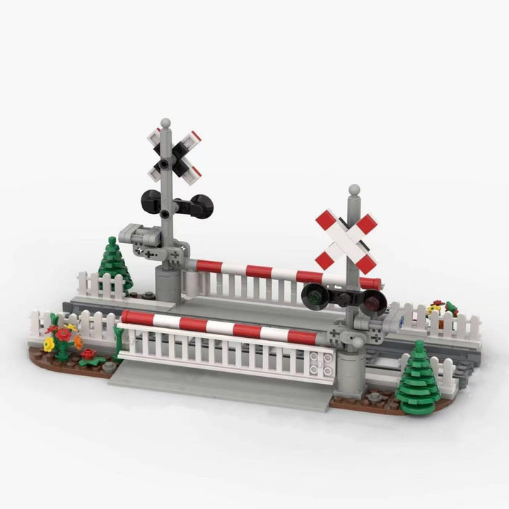 City Schienen Eisenbahnkreuzung Bausteine Set, Zug Schienen Accessoires Geländer Kreuzung Hubhebel K