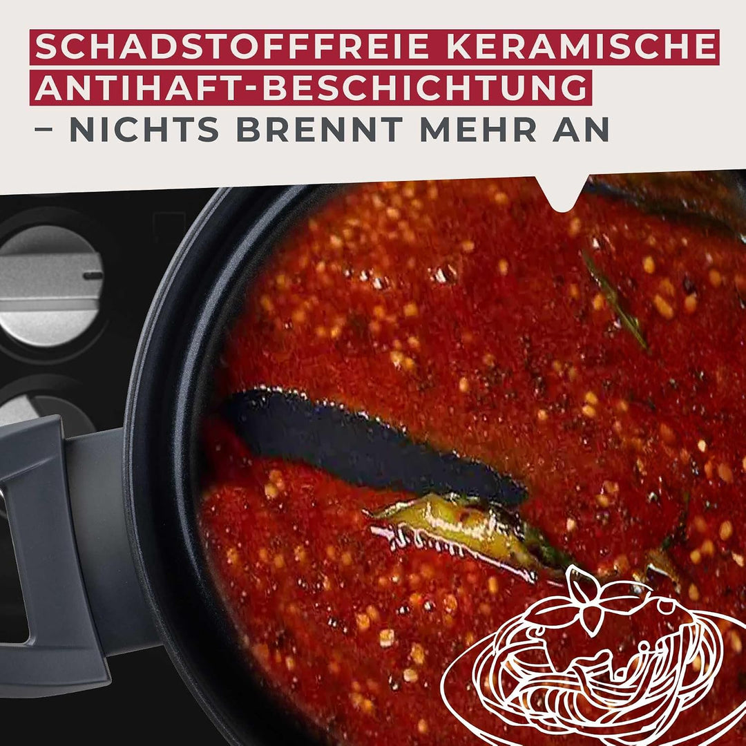 Fackelmann Kochtopf 16cm mit Stiel Statement – Topf mit keramischer Beschichtung – Recyceltes Alumin