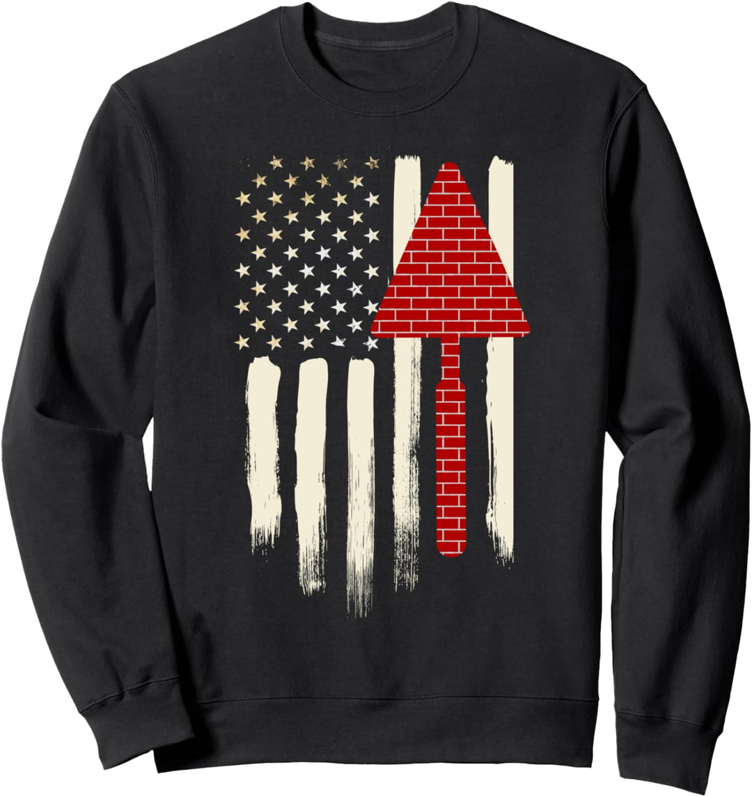 Maurer Patriotische amerikanische Flagge Zementkellenbeton Sweatshirt