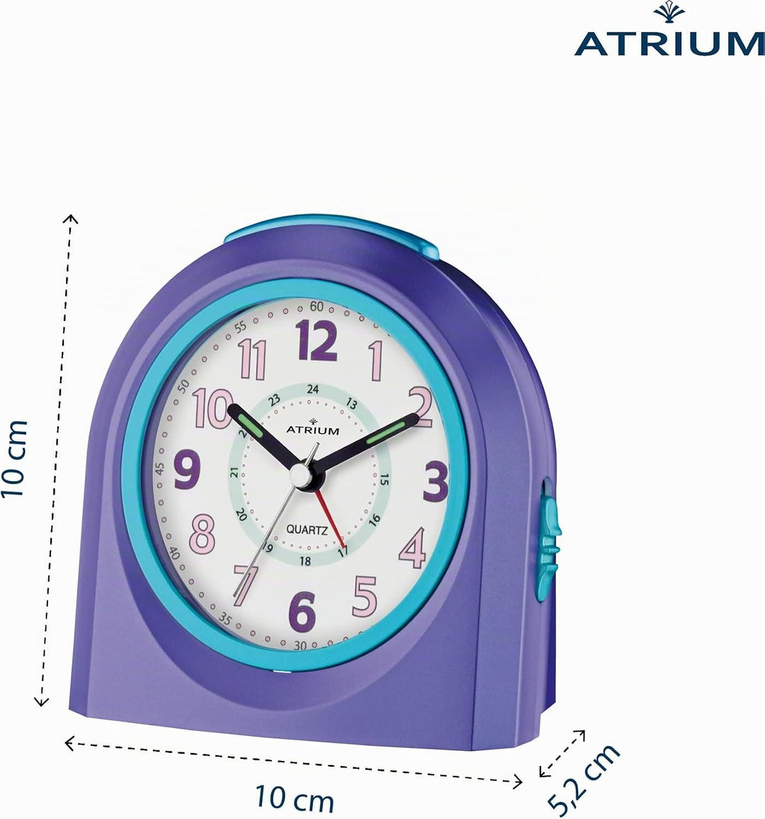 Atrium Kinderwecker Jugendwecker Analog Quarz mit Licht, Snooze &amp; schleichende Sekunde - leise ohne