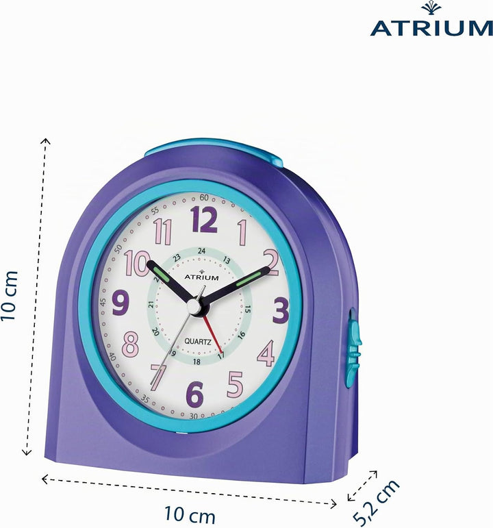 Atrium Kinderwecker Jugendwecker Analog Quarz mit Licht, Snooze &amp; schleichende Sekunde - leise ohne