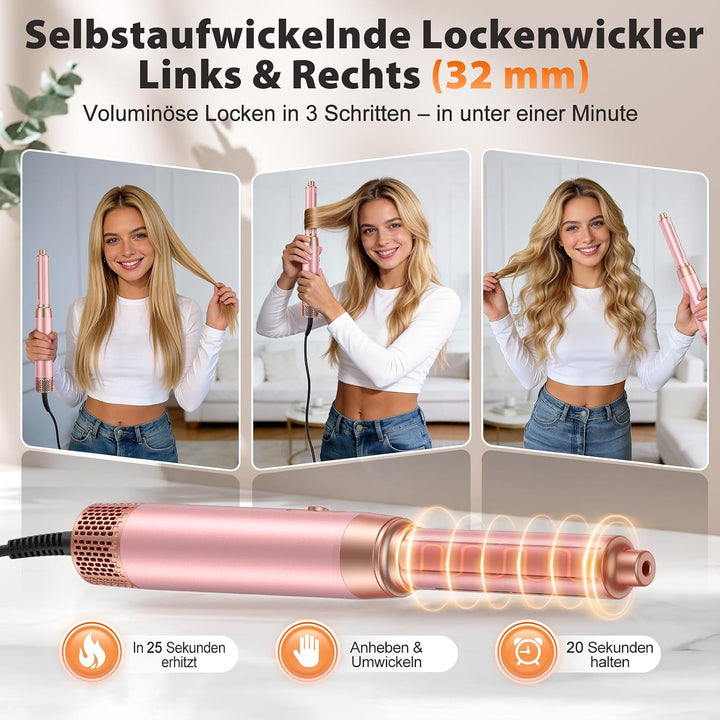 5-in-1-Föhnbürsten-Set, Upgrade-Haartrockner, Föhnbürste, Lockenwickler Automatisch und Paddelbürste