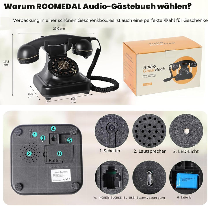 Audio-Gästebuch Hochzeitstelefon, Audio-Telefon-Gästebuch, Hinterlassen Sie eine Nachricht Telefon f
