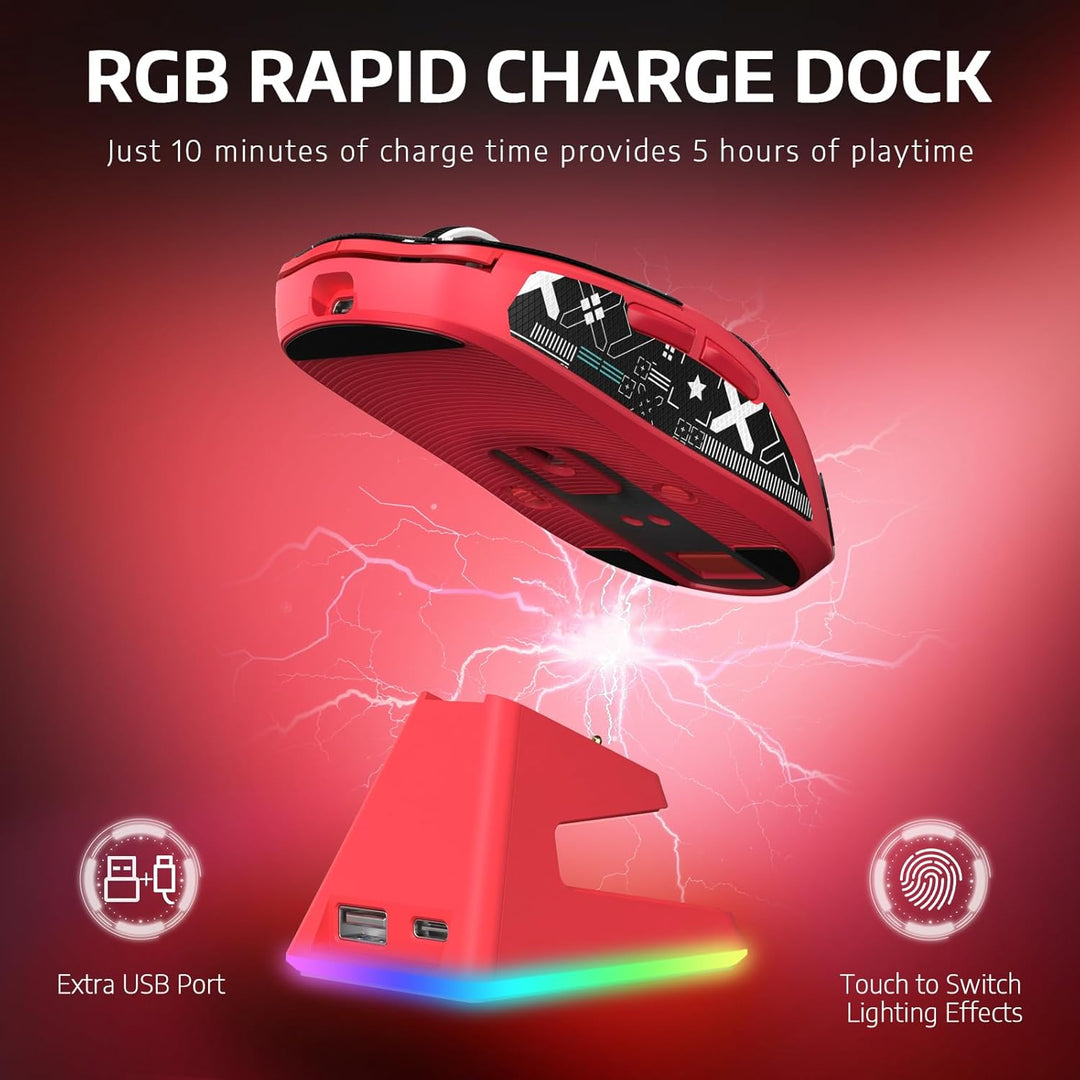 VGN Game Power Attack Shark X6 Superlight Kabellose Gaming-Maus mit RGB Ladestation, 49g Ultraleicht
