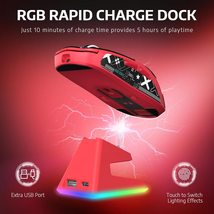 VGN Game Power Attack Shark X6 Superlight Kabellose Gaming-Maus mit RGB Ladestation, 49g Ultraleicht