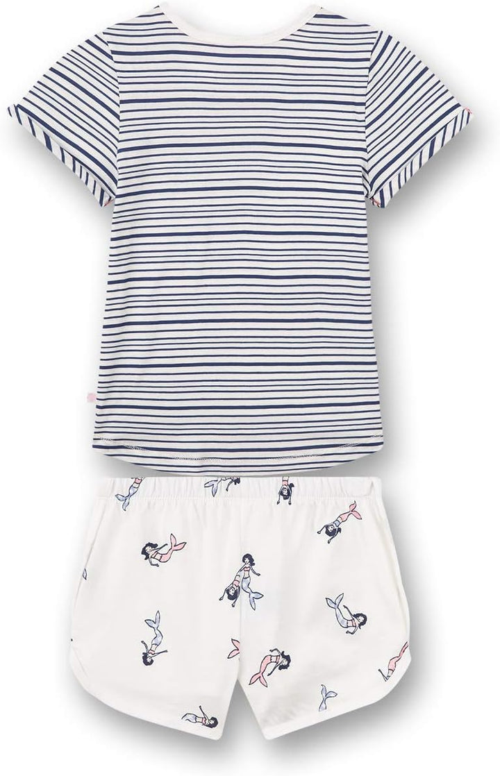 Sanetta Mädchen Schlafanzug kurz blau Pyjamaset, Admiral, 128